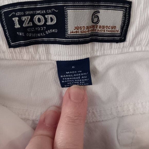 Izod Just Right Boot Cut Corduroy Pants White Size 6 - Picture 5 of 5